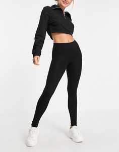 Черные длинные леггинсы из плотного материала с широким поясом Topshop-Черный цвет