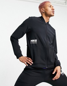 Черный свитшот на молнии Nike Training Dri-FIT-Черный цвет
