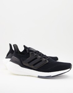 Черно-белые кроссовки adidas Running Ultraboost 21-Черный