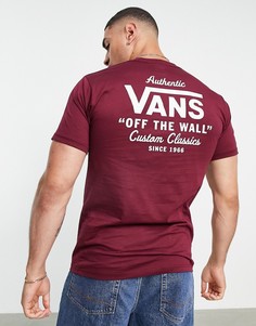 Бордовая футболка с принтом на спине Vans Holder St-Красный