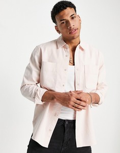 Розовая рубашка навыпуск с двумя карманами Topman-Розовый цвет