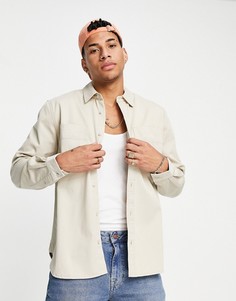 Светло-бежевая рубашка навыпуск с двумя карманами Topman-Светло-бежевый цвет