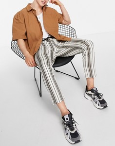Зауженные джоггеры в полоску бежевого и коричневого цветов Topman-Коричневый цвет