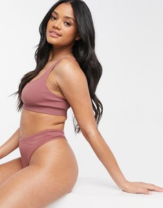 Бесшовные трусики малибу в рубчик ASOS DESIGN Bria-Розовый цвет