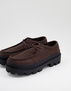 Коричневые туфли из искусственной кожи на толстой подошве со шнуровкой ASOS DESIGN-Коричневый цвет