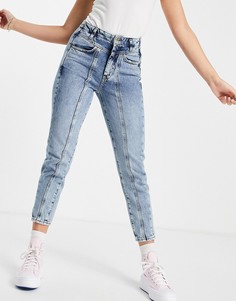Синие джинсы в винтажном стиле с декоративными швами New Look-Голубой