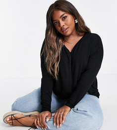 Черный oversize-топ с V-образным вырезом и рукавами "летучая мышь" ASOS DESIGN Curve-Черный цвет