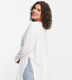 Белый лонгслив в рубчик ASOS DESIGN Curve