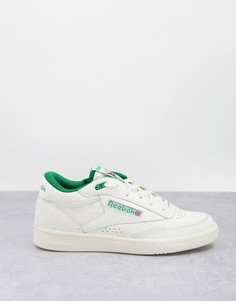 Кроссовки кремового и зеленого цветов Reebok Club C Mid II-Белый