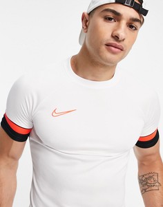 Белая футболка с красной отделкой Nike Football Dri-FIT Academy 21-Белый