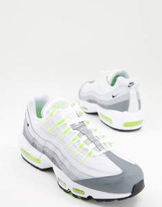 Серые кроссовки с лаймовой отделкой Nike Air Max 95-Серый
