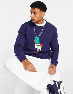 Темно-синий свитшот с большим разноцветным логотипом игрока поло Polo Ralph Lauren