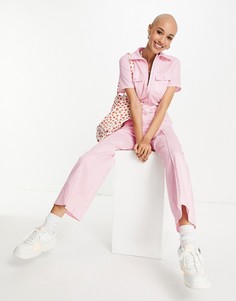 Светло-розовый комбинезон в стиле 70-х ASOS DESIGN-Фиолетовый цвет