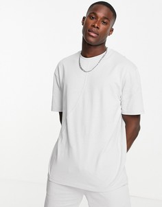 Серая oversized-футболка со вставками Topman-Серый