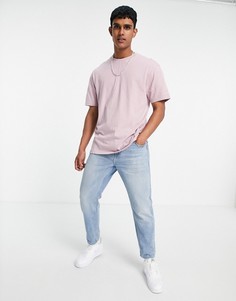 Розовато-лиловая oversized-футболка со вставками Topman-Розовый цвет