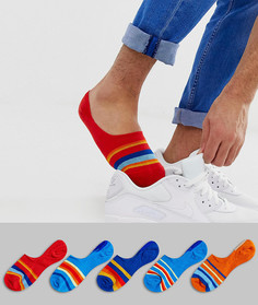Невидимые носки с полосками ASOS DESIGN - Набор из 5 пар со скидкой-Мульти