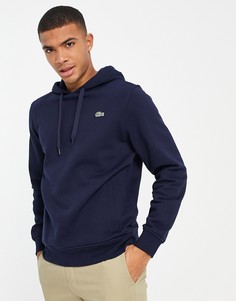 Темно-синий худи с маленьким логотипом в виде крокодила Lacoste