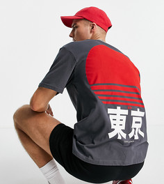 Темно-серая oversized-футболка с принтом солнца на спине Only & Sons – эксклюзивно на ASOS-Серый