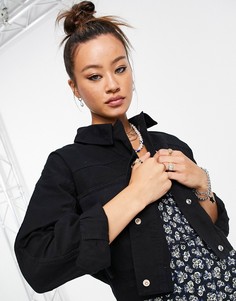 Черная укороченная легкая куртка с карманами в утилитарном стиле Topshop-Черный цвет