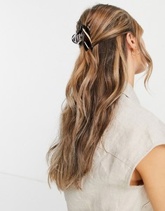 Заколка-краб для волос с черепаховым узором в полоску ASOS DESIGN-Коричневый цвет