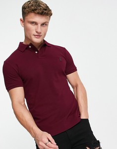 Бордовое поло узкого кроя из пике с фирменным логотипом Polo Ralph Lauren-Красный