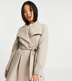 Бежевое короткое пальто ASOS DESIGN Petite-Светло-бежевый цвет