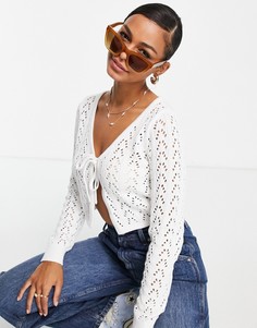 Белый кардиган с завязкой спереди Hollister
