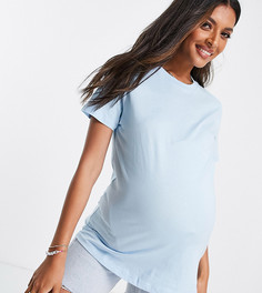 Голубая футболка из органического хлопка с круглым вырезом ASOS DESIGN Maternity-Голубой
