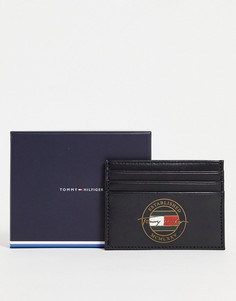 Черный кожаный кошелек для пластиковых карт с логотипом с подписью Tommy Hilfiger-Черный цвет