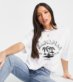 Белая oversized-футболка с принтом "Bahamas" ASOS DESIGN Tall-Белый