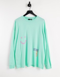 Зеленый oversized-лонгслив с надписью "Random Acts of Kindness" ASOS DESIGN-Зеленый цвет