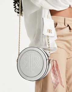 Белая круглая сумка через плечо с тисненым логотипом River Island-Белый