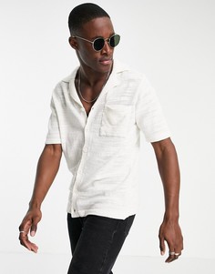 Светлая трикотажная фактурная рубашка на пуговицах ASOS DESIGN-Белый