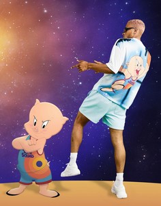Белая oversized-футболка с принтом поросенка Порки ASOS DESIGN Space Jam: A New Legacy-Белый