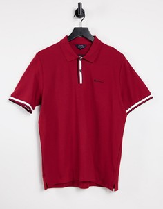 Футболка-поло из пике с отделкой в полоску Ben Sherman-Красный