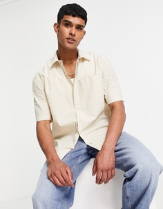 Светло-бежевая рубашка в стиле oversized из материала с фактурой бумаги Topman-Светло-бежевый цвет