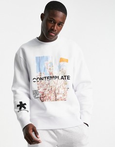 Белый свитшот с принтом contemplate Topman