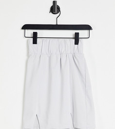 Трикотажная мини-юбка выбеленного серого цвета с широким присборенным поясом и двумя разрезами по нижнему краю ASOS DESIGN Tall-Серый
