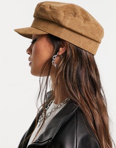Коричневая вельветовая кепка газетчика с регулируемым ремешком ASOS DESIGN-Коричневый цвет