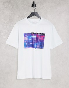 Белая футболка с принтом "Blocked" Topman-Белый