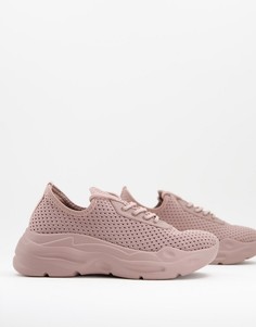 Розовые трикотажные кроссовки со шнуровкой на массивной подошве ASOS DESIGN Denmark-Розовый цвет