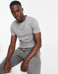 Серая меланжевая футболка с фирменным логотипом Polo Ralph Lauren-Серый