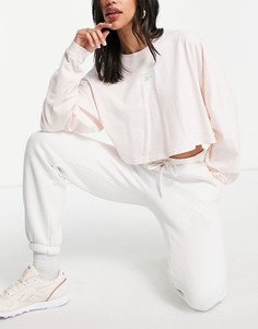 Укороченный oversized-свитшот кремового цвета Reebok-Белый