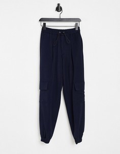 Строгие суженные книзу джоггеры карго темно-синего цвета в стиле oversized ASOS DESIGN-Темно-синий