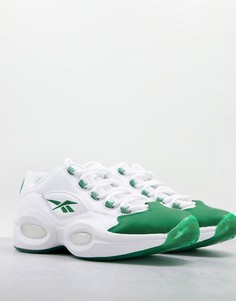 Низкие кроссовки белого и зеленого цветов Reebok Classic Question Low-Белый