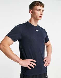 Серая меланжевая футболка Reebok-Темно-синий