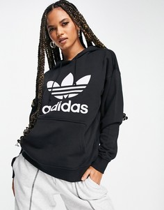 Черный худи с большим логотипом adidas Originals adicolor-Черный цвет