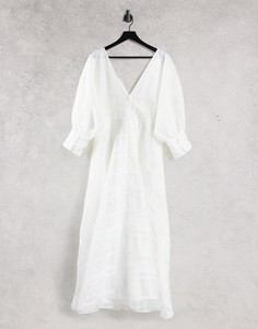 Белое платье миди из органзы в клетку ASOS EDITION-Белый