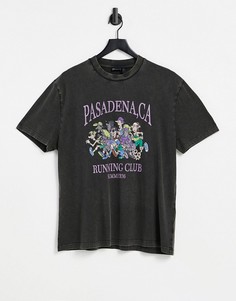 Черная свободная футболка с принтом из мультфильма ASOS DESIGN-Черный цвет