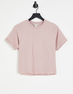 Коричневая футболка с короткими рукавами с подвернутыми манжетами Miss Selfridge-Коричневый цвет
